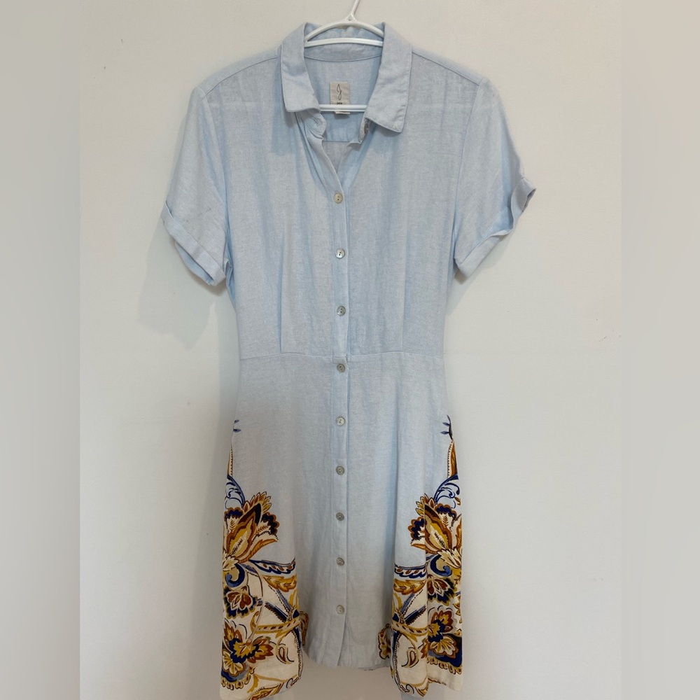 Joie Blue Linen Dress Size S